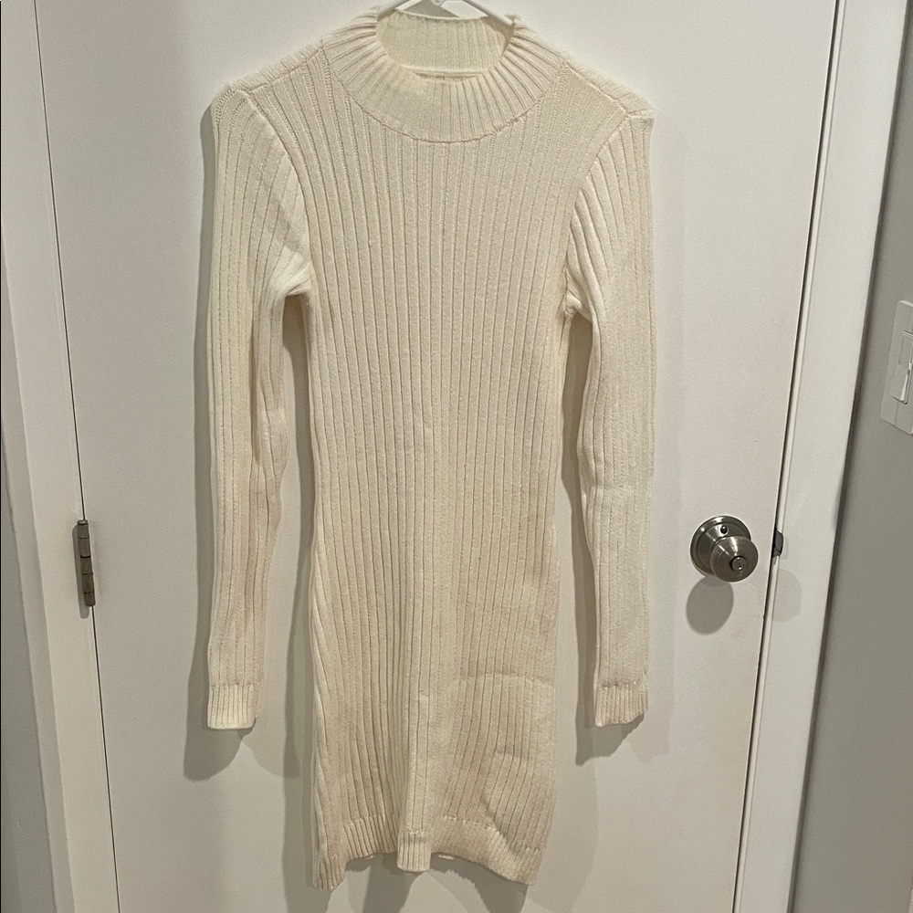 Hollister Cream Long Sleeve Knit Dress, Medium
